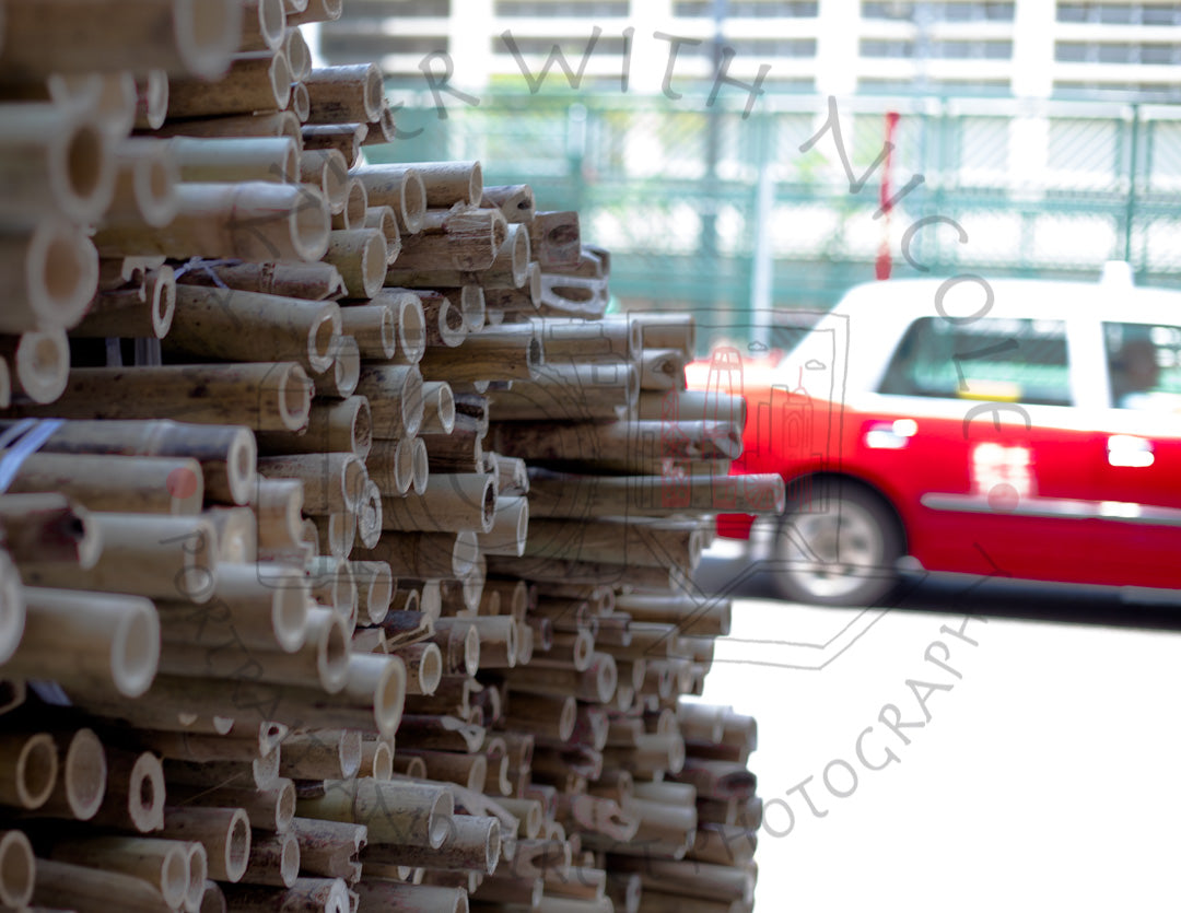 The Bamboo Taxi print from inside the frame