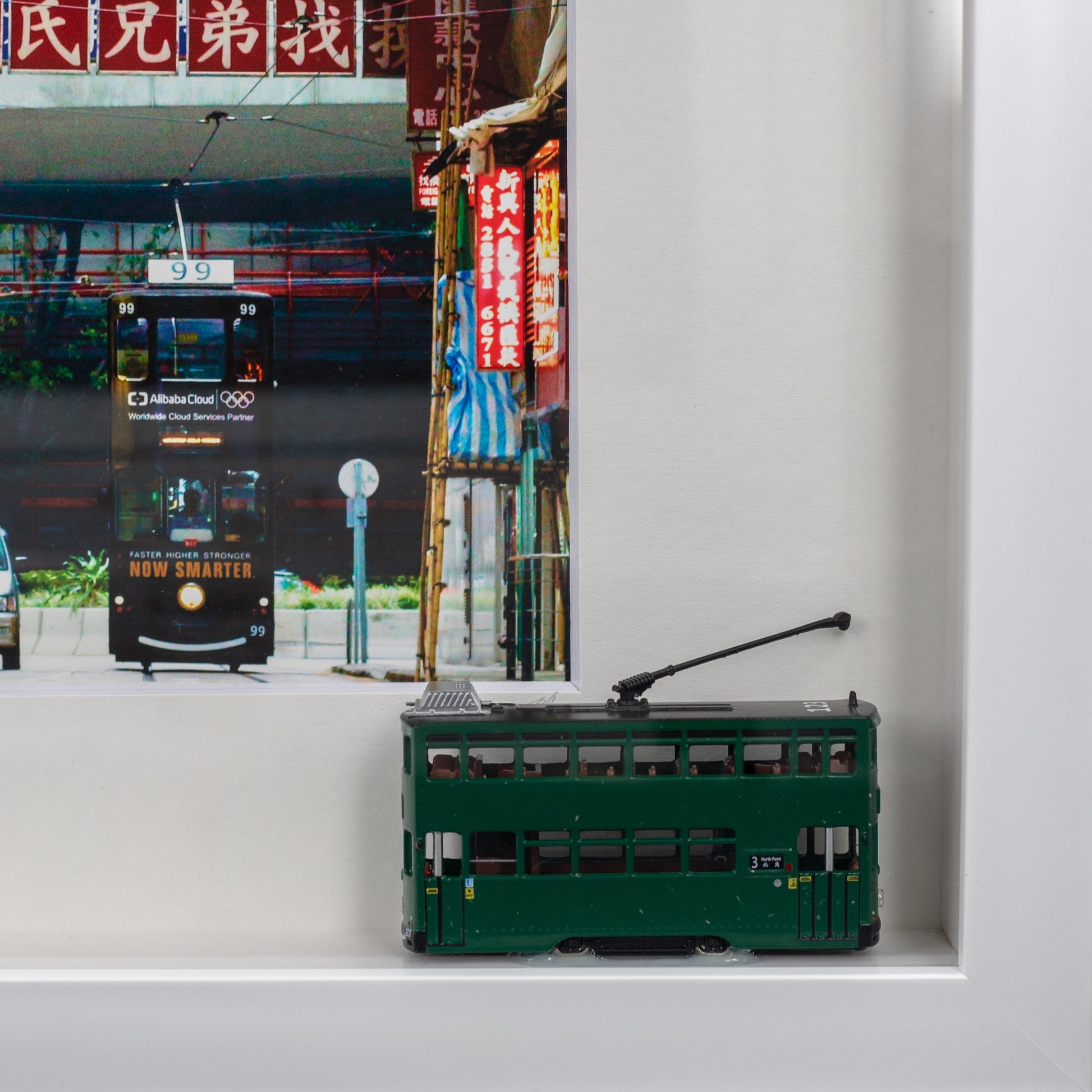 miniature tramways tram with white 3d frame.