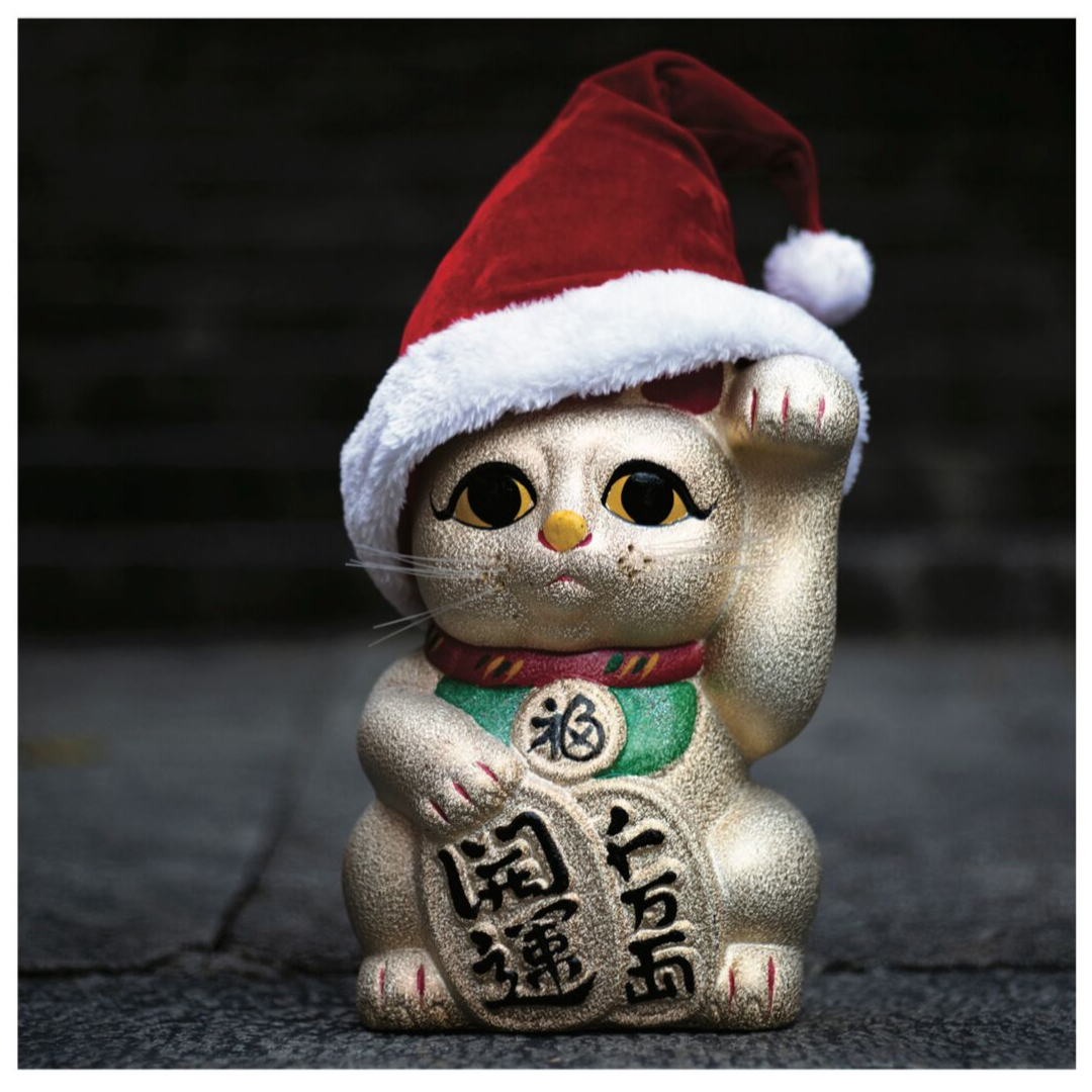 Lucky Cat Christmas Card Pack of SIX